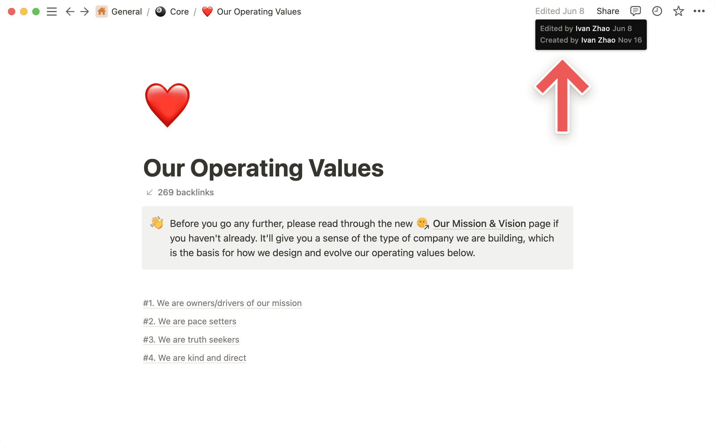 A wiki page with text at the top right indicating when it was last updated.