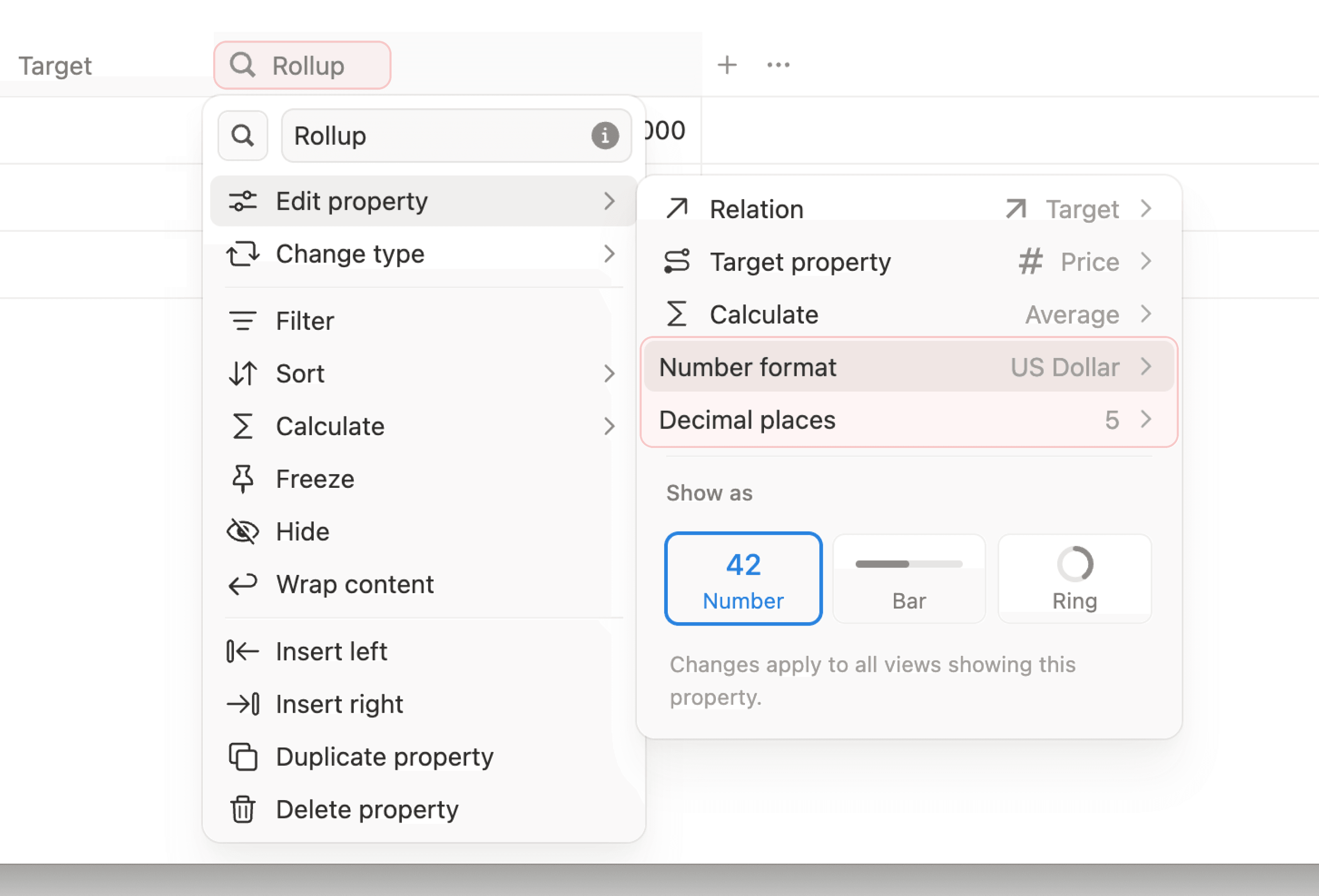 Rollups now as currency, percent, and more