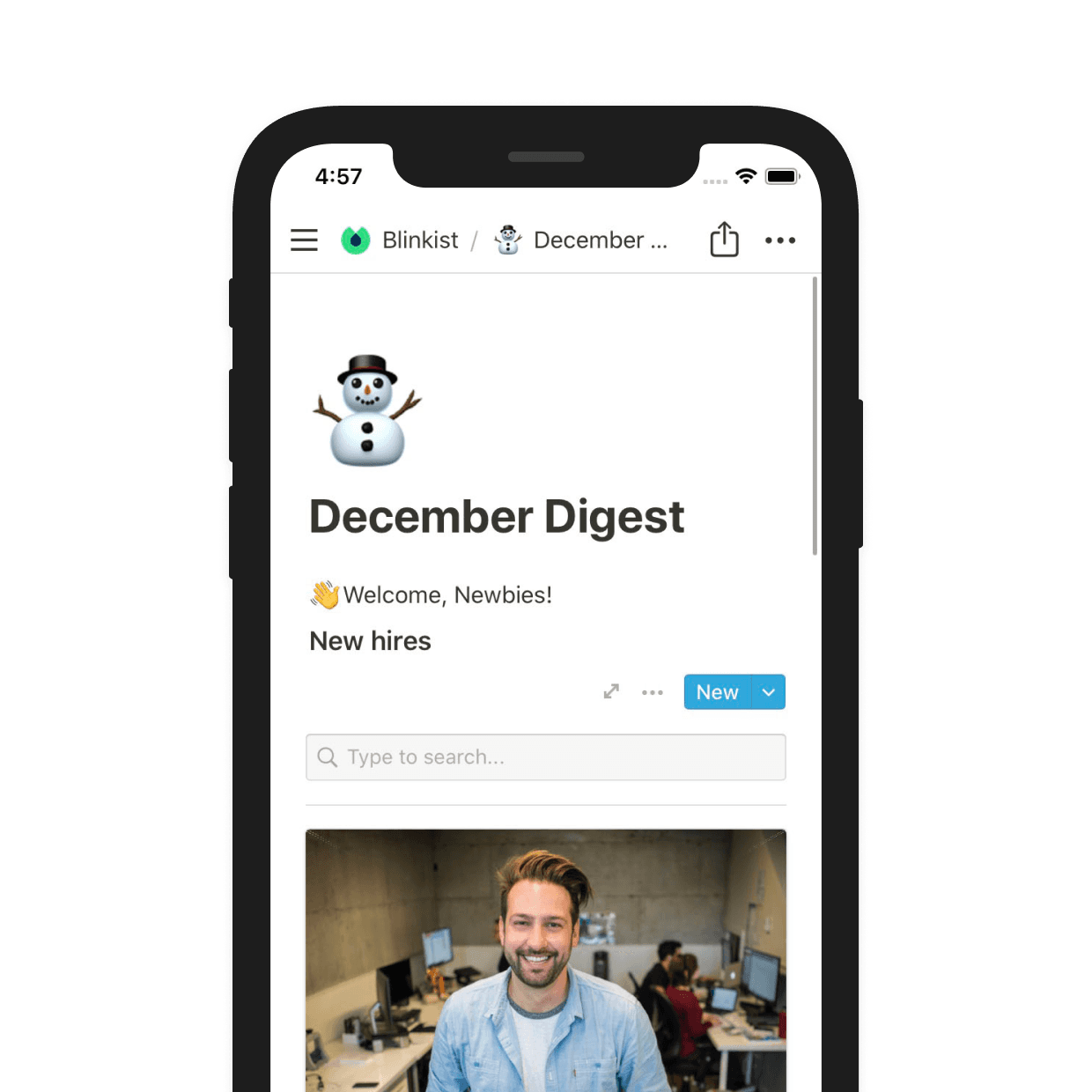 Blinkist's hiring newsletter is a shared Notion page.