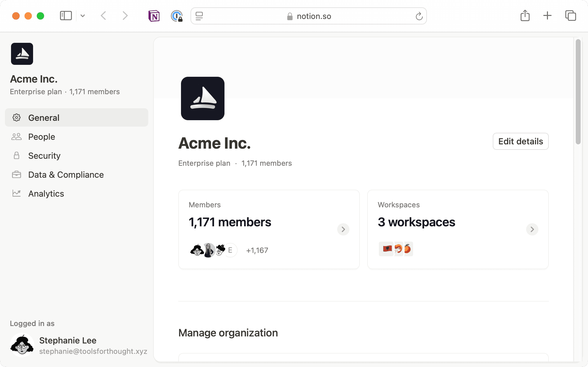 Organization level controls let you manage all your members, guests, and security settings in one place across multiple workspaces.